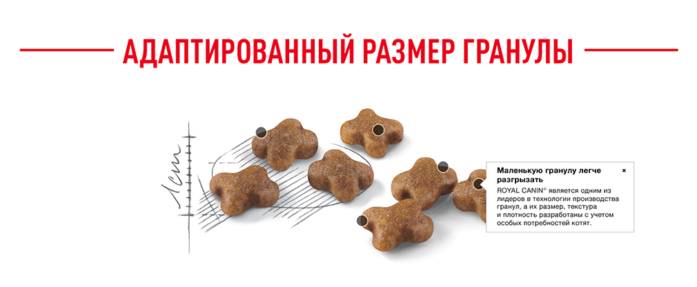 Адаптированный размер гранул Адаптированный размер гранул