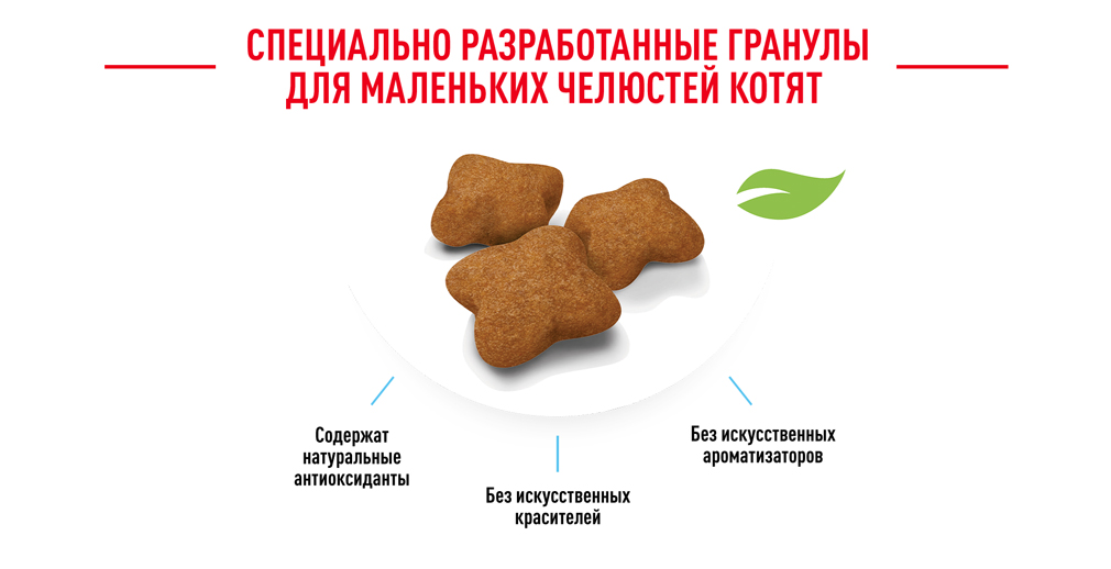 Специально разработанные гранулы для маленьких челюстей котят Специально разработанные гранулы для маленьких челюстей котят
